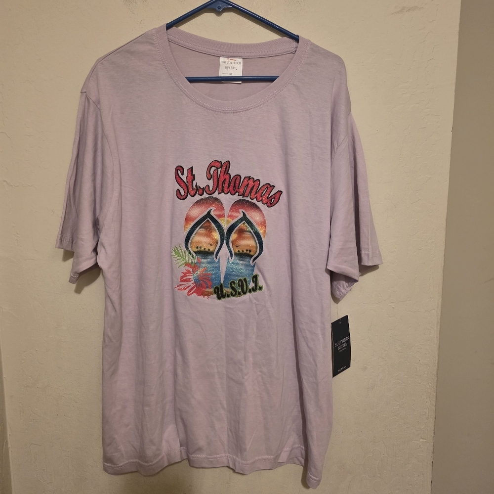 NWT Southern Spirit St. Thomas Graphic Tee - Light Purple Size XL
